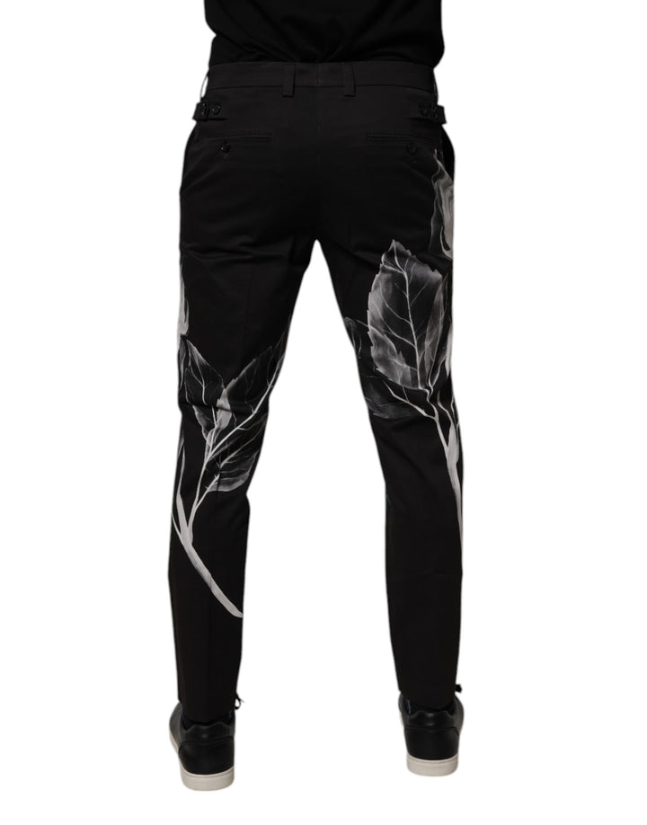 Dolce &amp; Gabbana Black Cotton Floral Skinny Dress Pants by Dolce &amp; Gabbana outlet now on sale