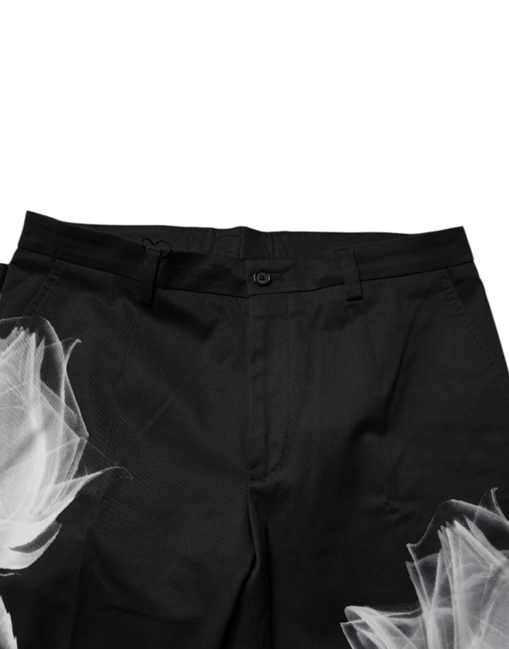 Dolce &amp; Gabbana Black Cotton Floral Skinny Dress Pants by Dolce &amp; Gabbana outlet now on sale