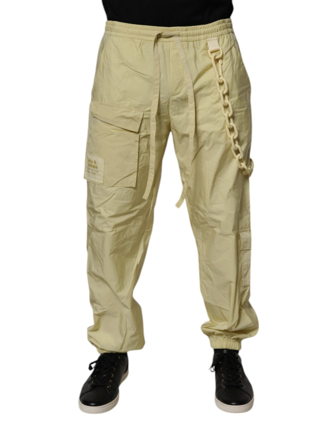 Dolce &amp; Gabbana Sample Sale Dolce &amp; Gabbana Yellow Nylon Cargo Chain Men Jogger Pants - | Designer outlet