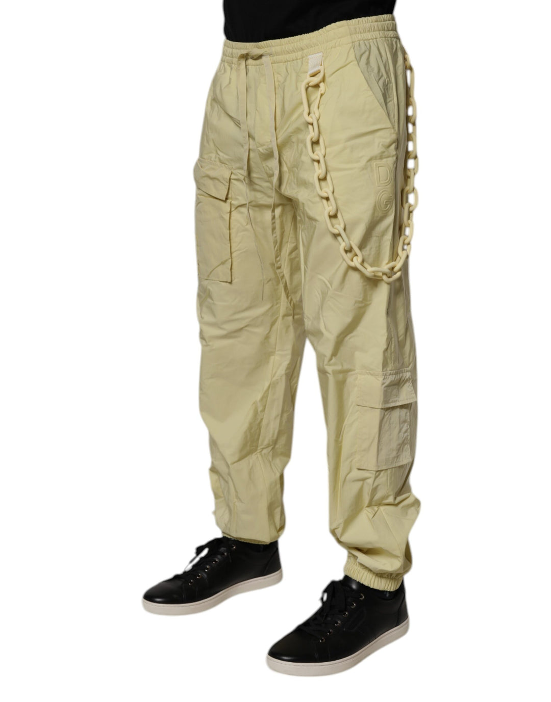 Dolce &amp; Gabbana Sample Sale Dolce &amp; Gabbana Yellow Nylon Cargo Chain Men Jogger Pants - | Designer outlet