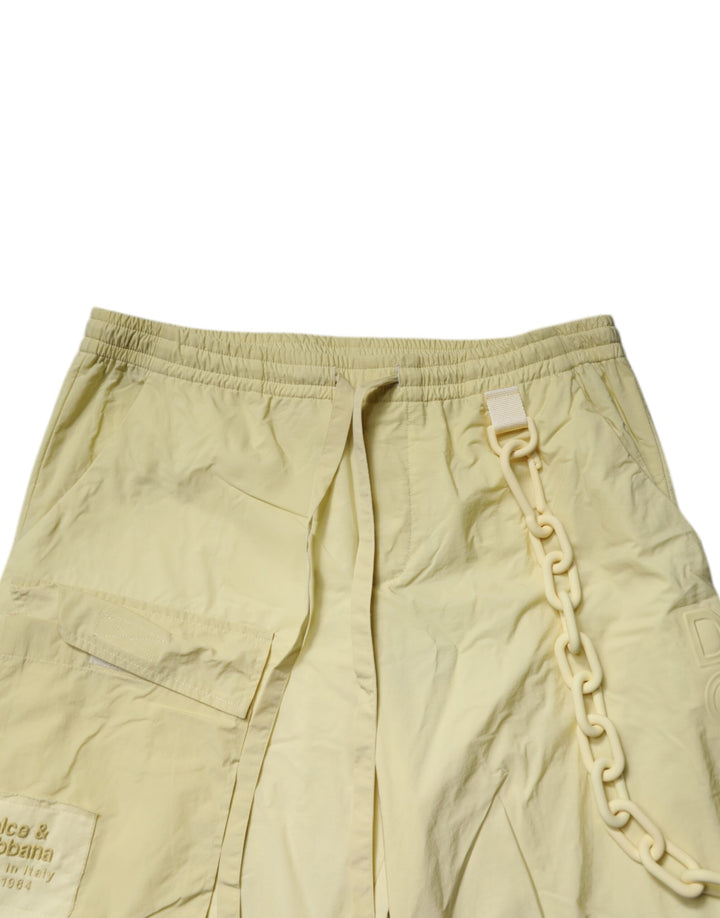 Dolce &amp; Gabbana Sample Sale Dolce &amp; Gabbana Yellow Nylon Cargo Chain Men Jogger Pants - | Designer outlet