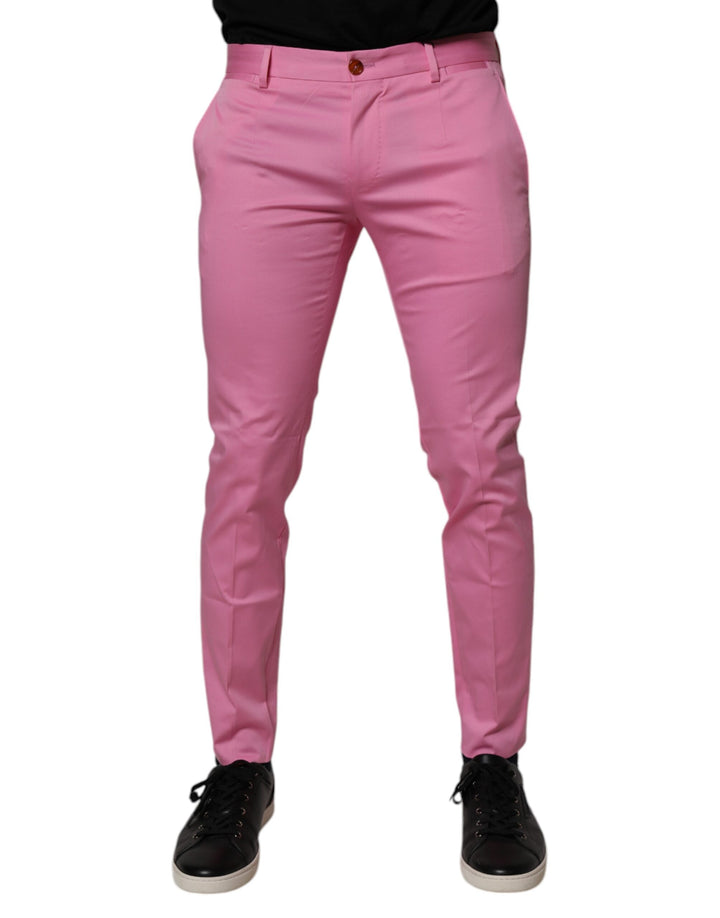 Dolce &amp; Gabbana Sample Sale Dolce &amp; Gabbana Pink Cotton Slim Fit Men Dress Formal Pants - | Designer outlet