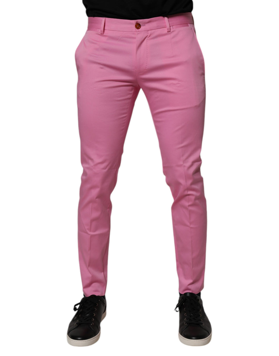 Dolce &amp; Gabbana Pink Cotton Slim Fit Men Dress Formal Pants by Dolce &amp; Gabbana outlet now on sale