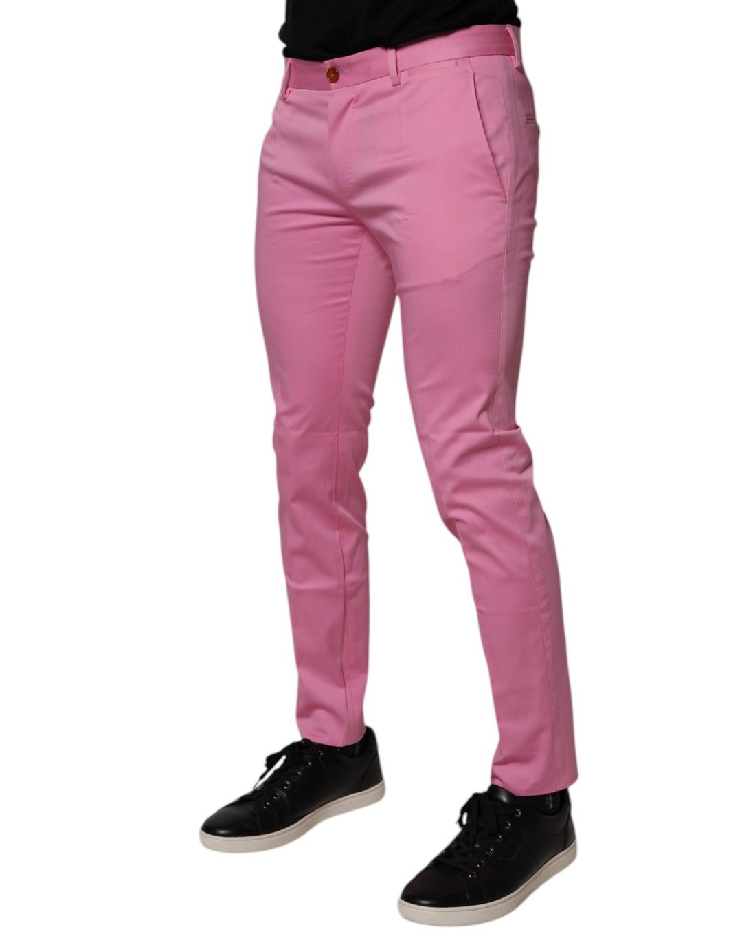 Dolce &amp; Gabbana Sample Sale Dolce &amp; Gabbana Pink Cotton Slim Fit Men Dress Formal Pants - | Designer outlet