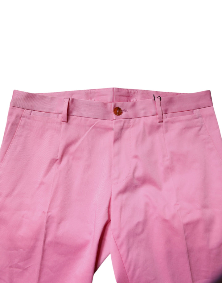 Dolce &amp; Gabbana Sample Sale Dolce &amp; Gabbana Pink Cotton Slim Fit Men Dress Formal Pants - | Designer outlet