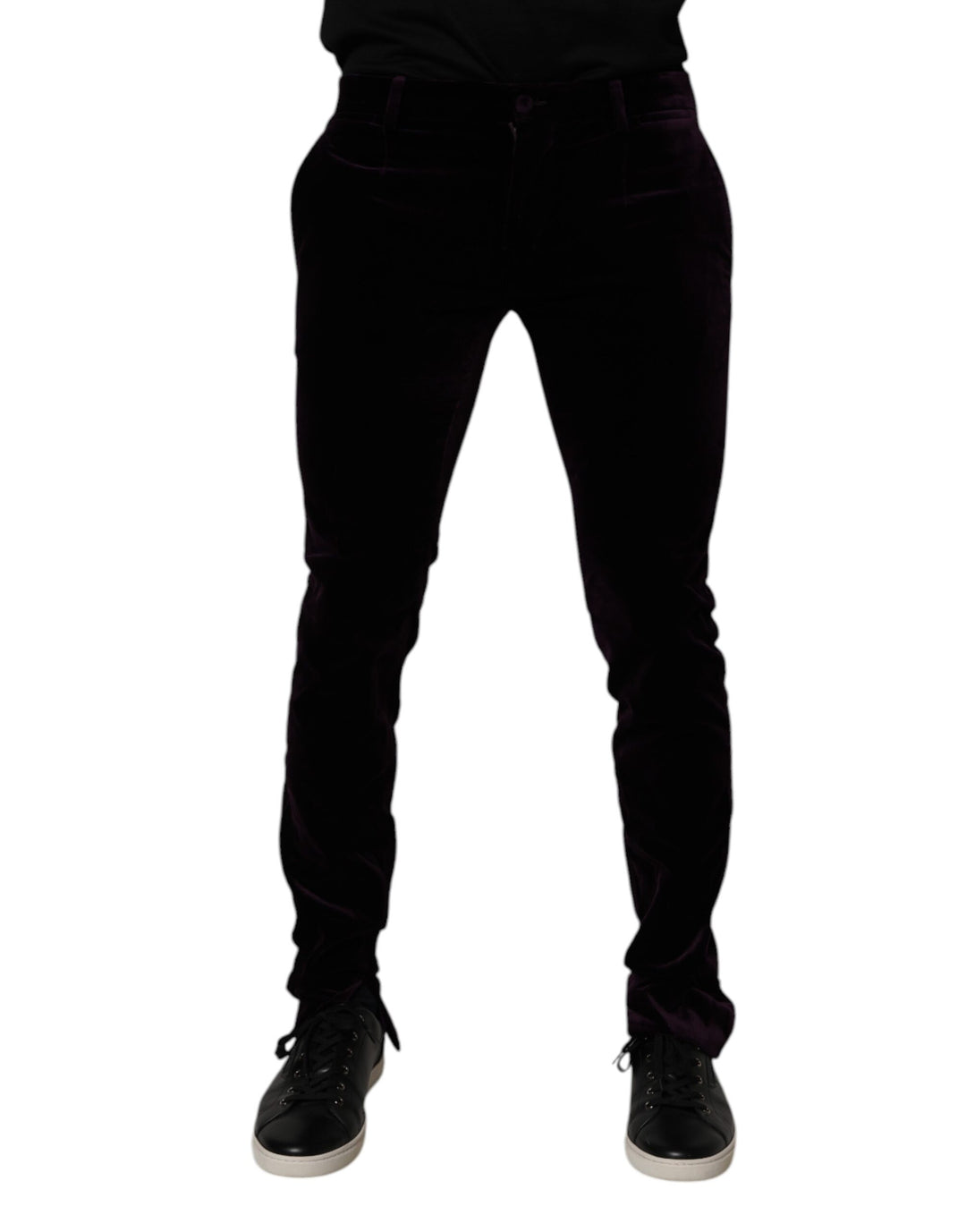 Dolce &amp; Gabbana Violet Velvet Cotton Men Dress Formal Pants by Dolce &amp; Gabbana outlet now on sale