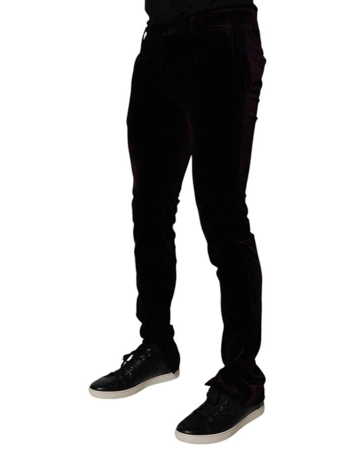 Dolce &amp; Gabbana Violet Velvet Cotton Men Dress Formal Pants by Dolce &amp; Gabbana outlet now on sale