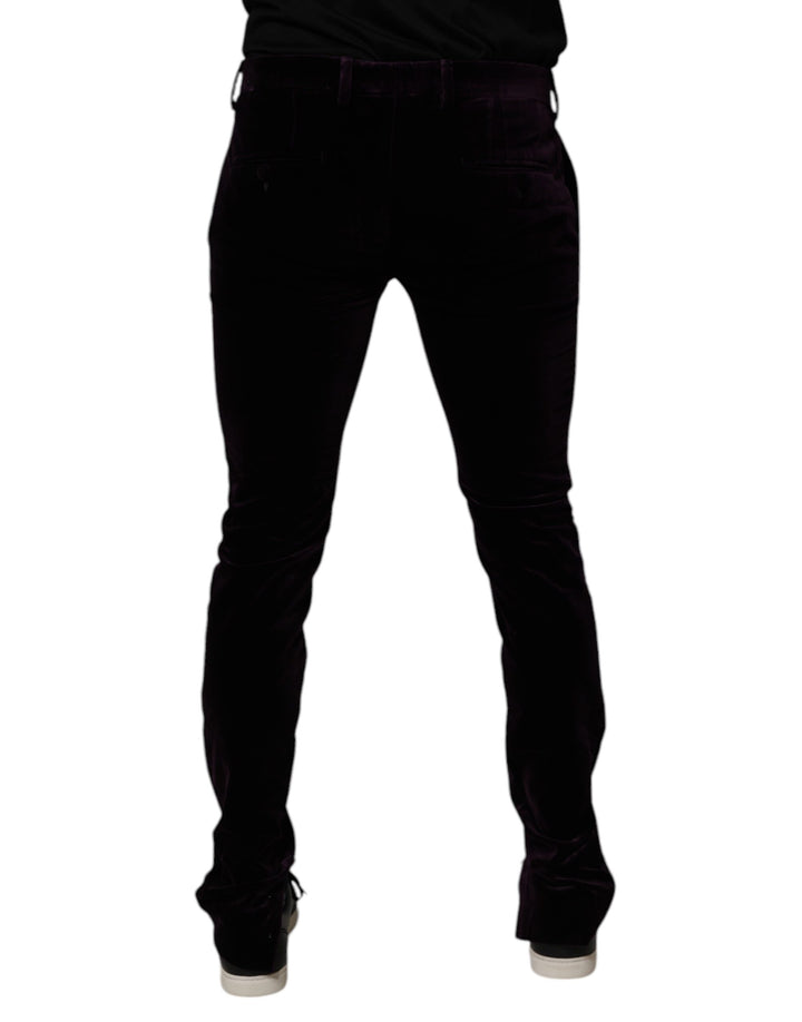 Dolce &amp; Gabbana Violet Velvet Cotton Men Dress Formal Pants by Dolce &amp; Gabbana outlet now on sale