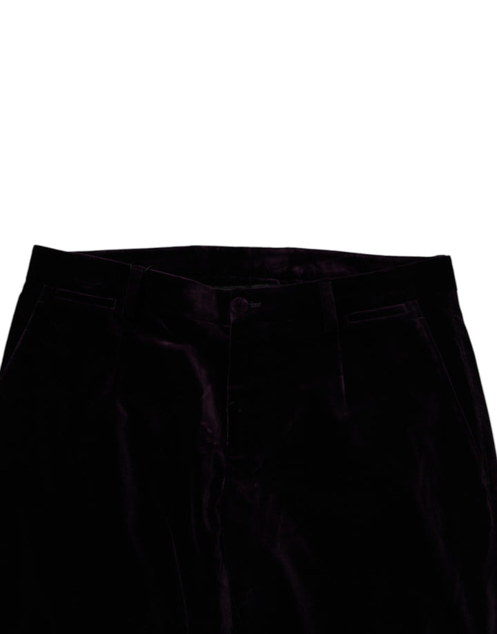 Dolce &amp; Gabbana Violet Velvet Cotton Men Dress Formal Pants by Dolce &amp; Gabbana outlet now on sale
