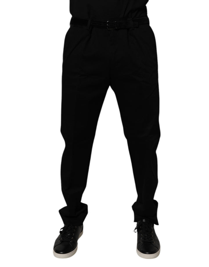 Dolce &amp; Gabbana Black Cotton Men Skinny Dress Formal Pants by Dolce &amp; Gabbana outlet now on sale