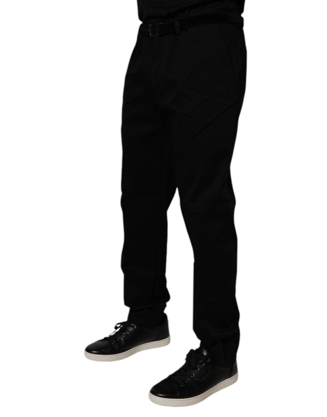 Dolce &amp; Gabbana Black Cotton Men Skinny Dress Formal Pants by Dolce &amp; Gabbana outlet now on sale