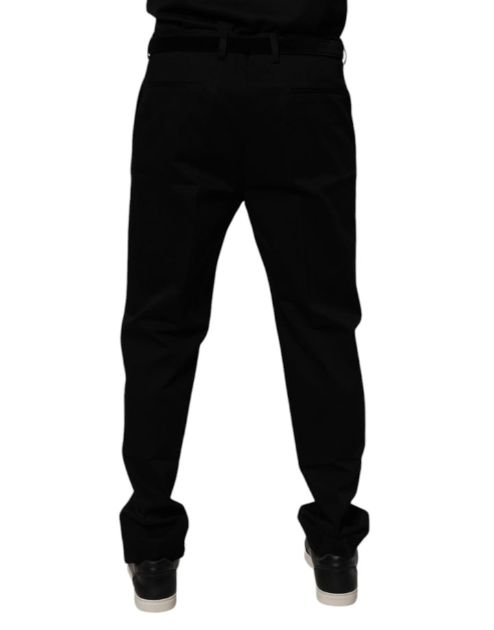 Dolce &amp; Gabbana Black Cotton Men Skinny Dress Formal Pants by Dolce &amp; Gabbana outlet now on sale