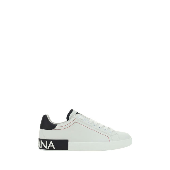Dolce & Gabbana White Calf Leather Bos Taurus Low Top Sneakers by Dolce & Gabbana outlet now on sale