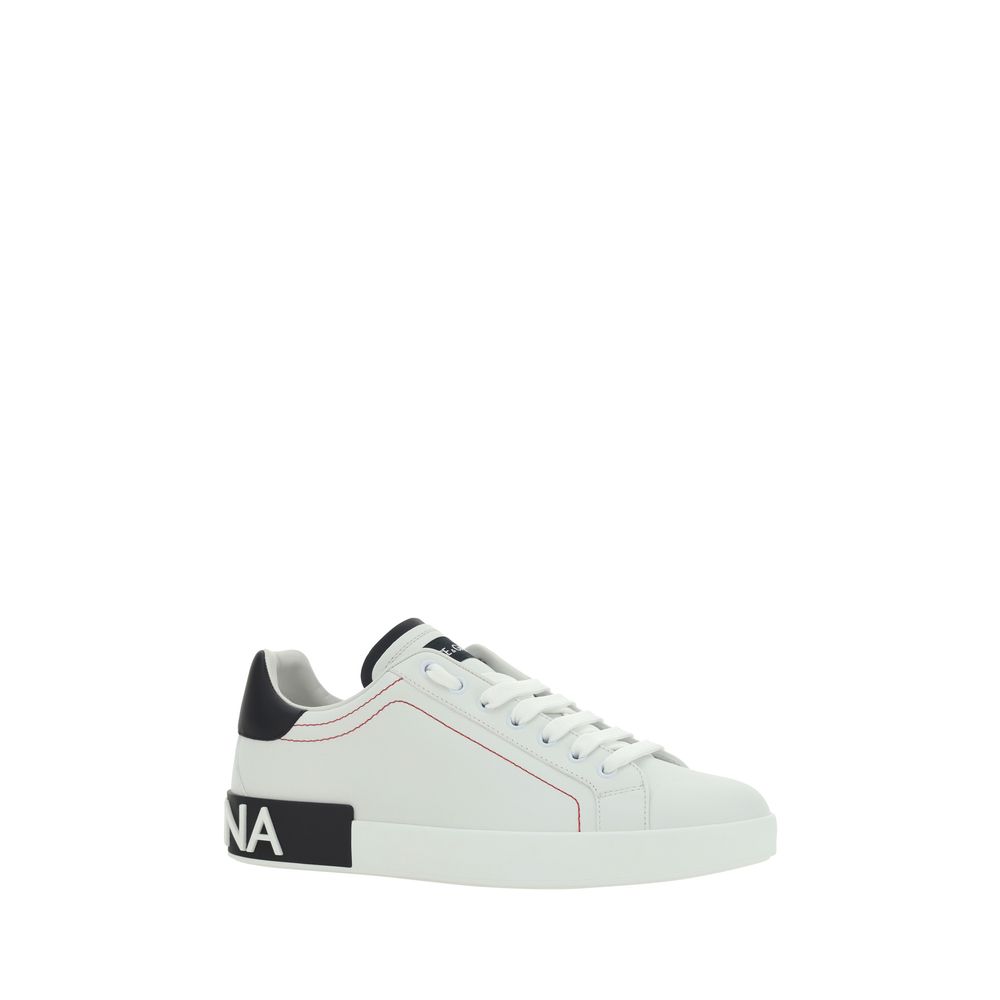 Dolce & Gabbana White Calf Leather Bos Taurus Low Top Sneakers by Dolce & Gabbana outlet now on sale