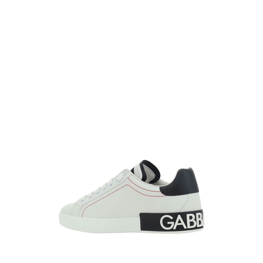 Dolce & Gabbana White Calf Leather Bos Taurus Low Top Sneakers by Dolce & Gabbana outlet now on sale