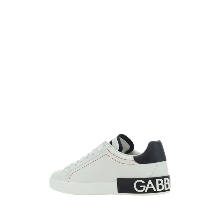 Dolce & Gabbana White Calf Leather Bos Taurus Low Top Sneakers by Dolce & Gabbana outlet now on sale