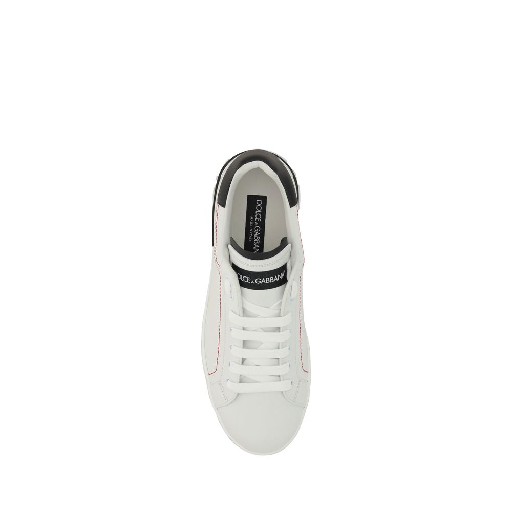 Dolce & Gabbana White Calf Leather Bos Taurus Low Top Sneakers by Dolce & Gabbana outlet now on sale