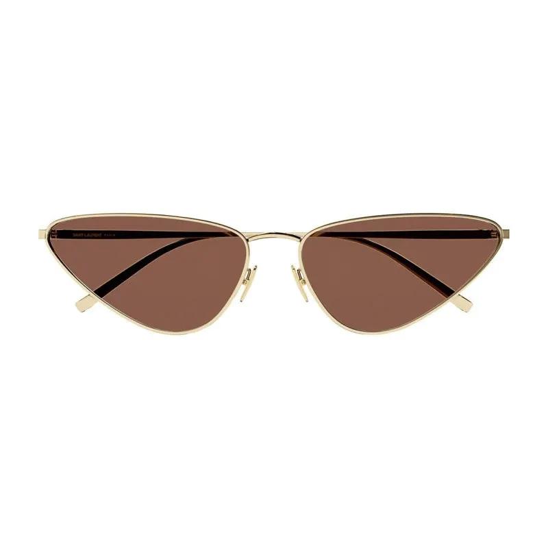 Saint Laurent Sunglasses Cat Eye Full Rim, Gold Frame And Brown Lens