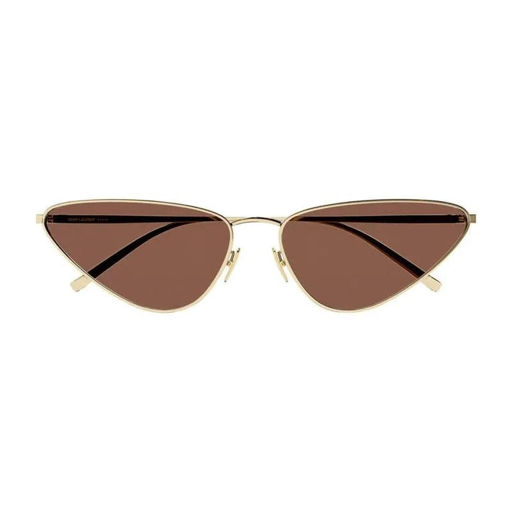 Saint Laurent Sunglasses Cat Eye Full Rim, Gold Frame And Brown Lens