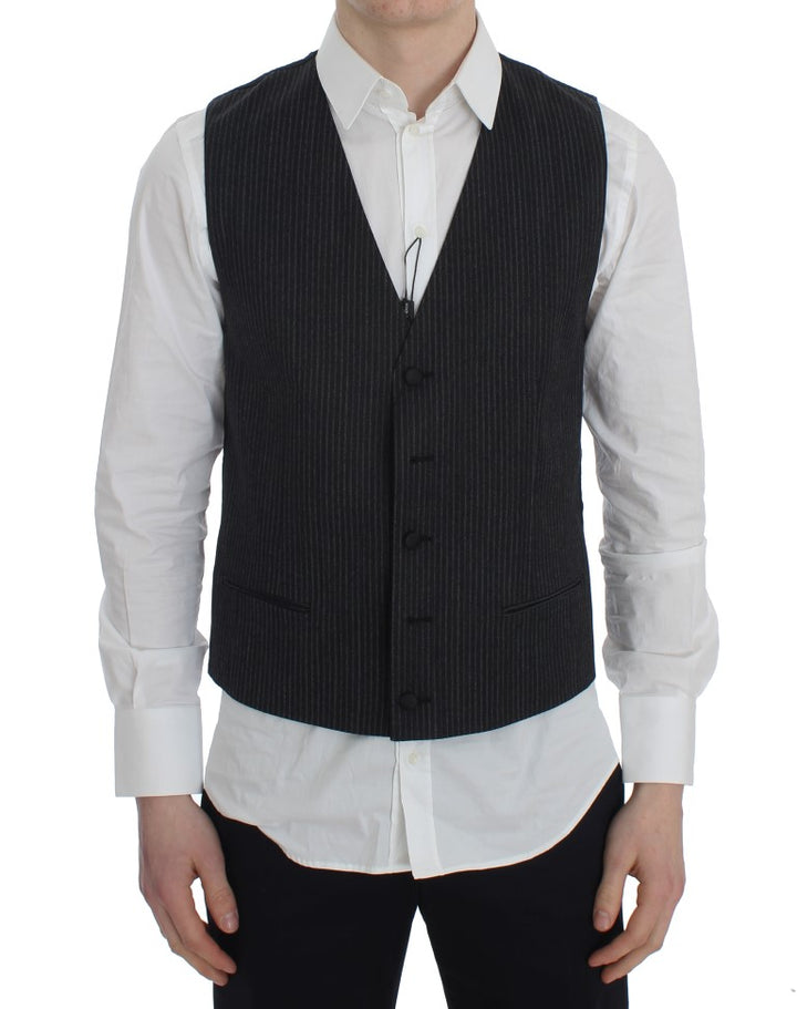 Dolce &amp; Gabbana Sample Sale Dolce &amp; Gabbana Gray Striped Formal Vest - | Designer outlet