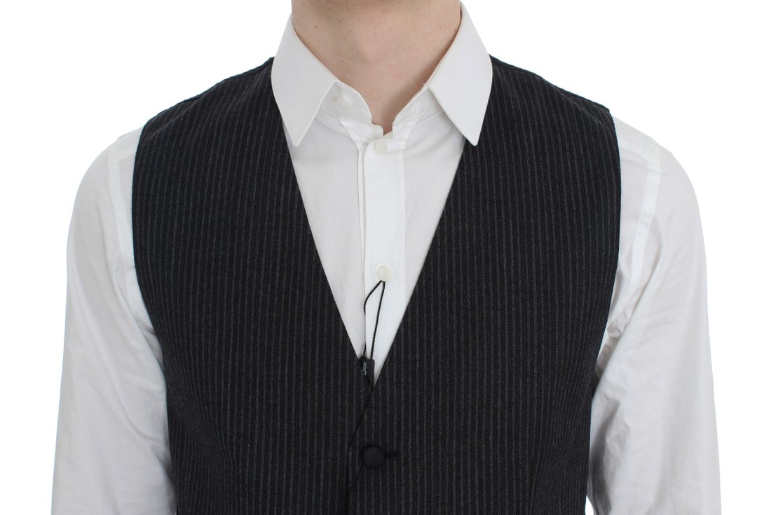 Dolce &amp; Gabbana Sample Sale Dolce &amp; Gabbana Gray Striped Formal Vest - | Designer outlet