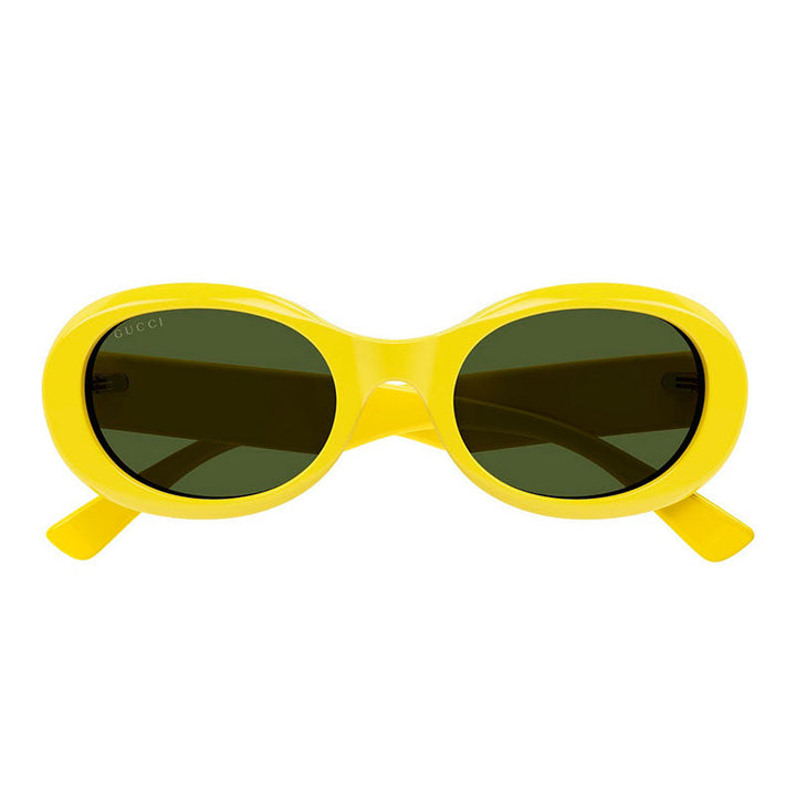 Gucci Oval Full Rim, with a Yellow frame and Green lens.