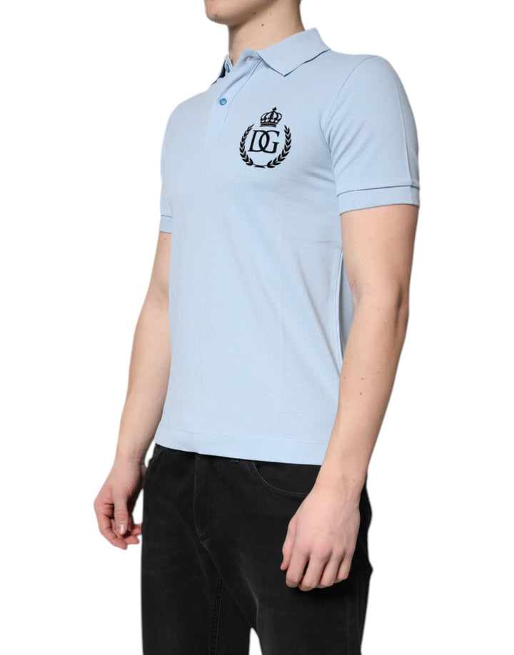 Dolce &amp; Gabbana Sample Sale Dolce &amp; Gabbana Sky Blue Cotton Crown Collared Polo T-shirt - | Designer outlet
