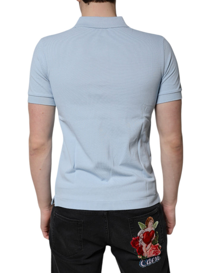 Dolce &amp; Gabbana Sample Sale Dolce &amp; Gabbana Sky Blue Cotton Crown Collared Polo T-shirt - | Designer outlet