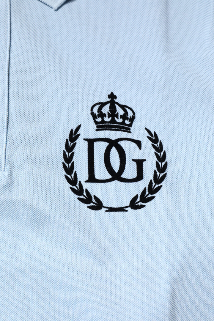 Dolce &amp; Gabbana Sample Sale Dolce &amp; Gabbana Sky Blue Cotton Crown Collared Polo T-shirt - | Designer outlet