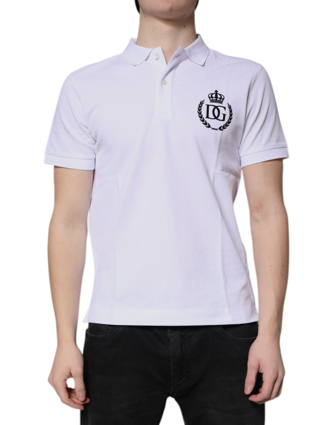 Dolce &amp; Gabbana Sample Sale Dolce &amp; Gabbana White Cotton Crown Collared Men Polo T-shirt - | Designer outlet