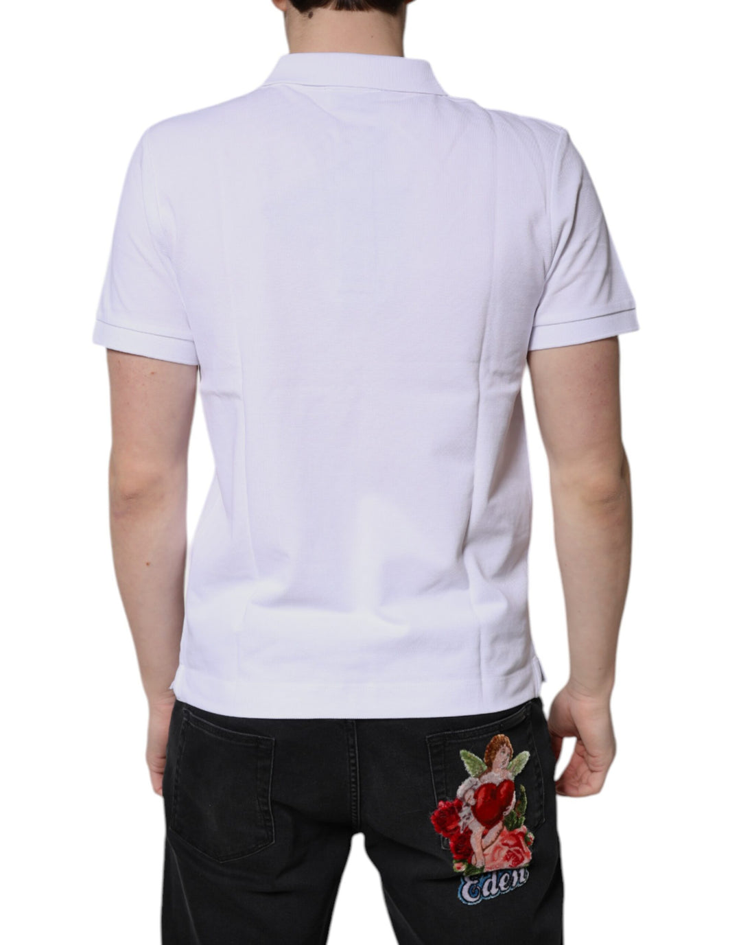 Dolce &amp; Gabbana Sample Sale Dolce &amp; Gabbana White Cotton Crown Collared Men Polo T-shirt - | Designer outlet