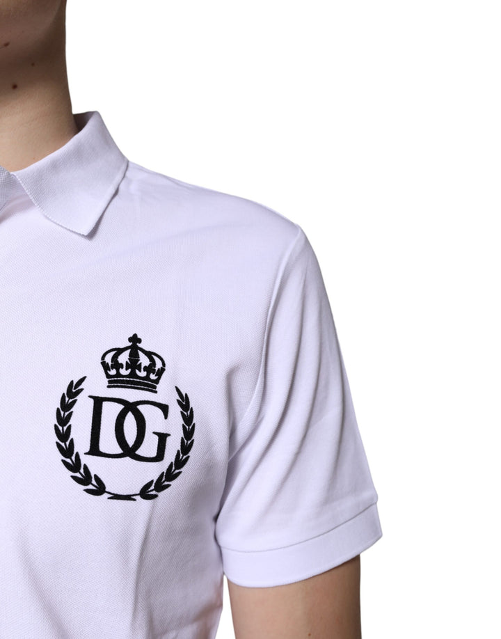 Dolce &amp; Gabbana Sample Sale Dolce &amp; Gabbana White Cotton Crown Collared Men Polo T-shirt - | Designer outlet
