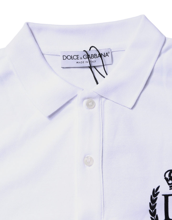Dolce &amp; Gabbana Sample Sale Dolce &amp; Gabbana White Cotton Crown Collared Men Polo T-shirt - | Designer outlet
