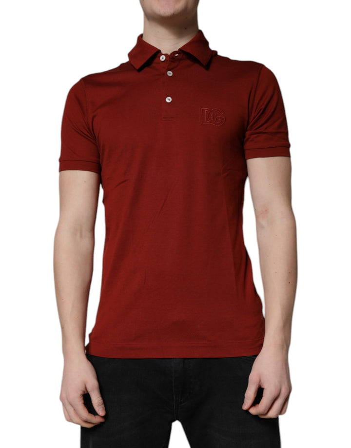 Dolce &amp; Gabbana Sample Sale Dolce &amp; Gabbana Red Cotton DG Logo Collared Men Polo T-shirt - | Designer outlet