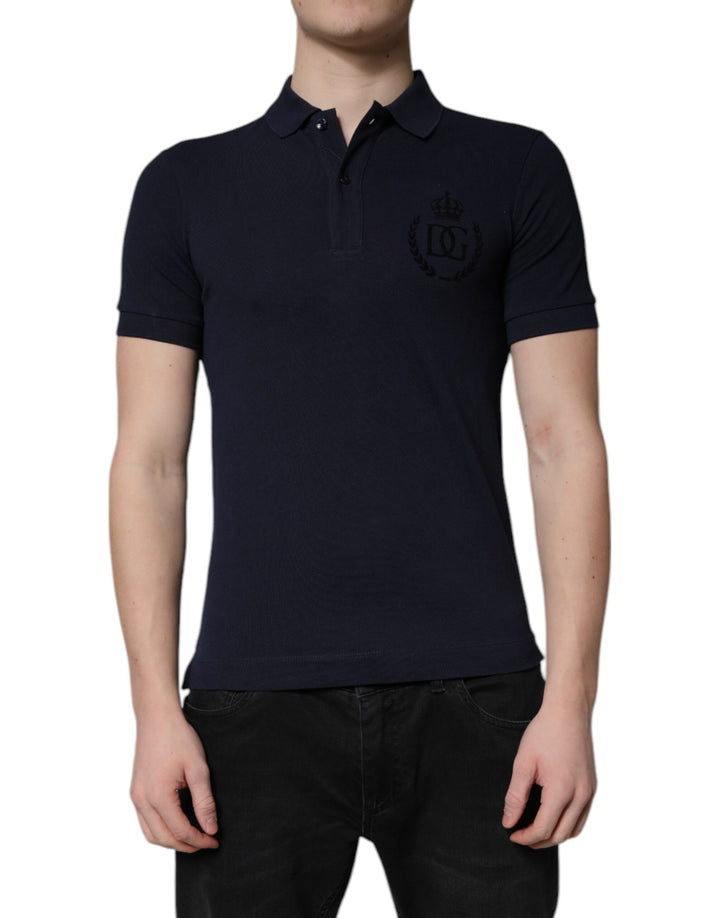 Dolce &amp; Gabbana Sample Sale Dolce &amp; Gabbana Dark Blue Cotton Crown Collared Polo T-shirt - | Designer outlet