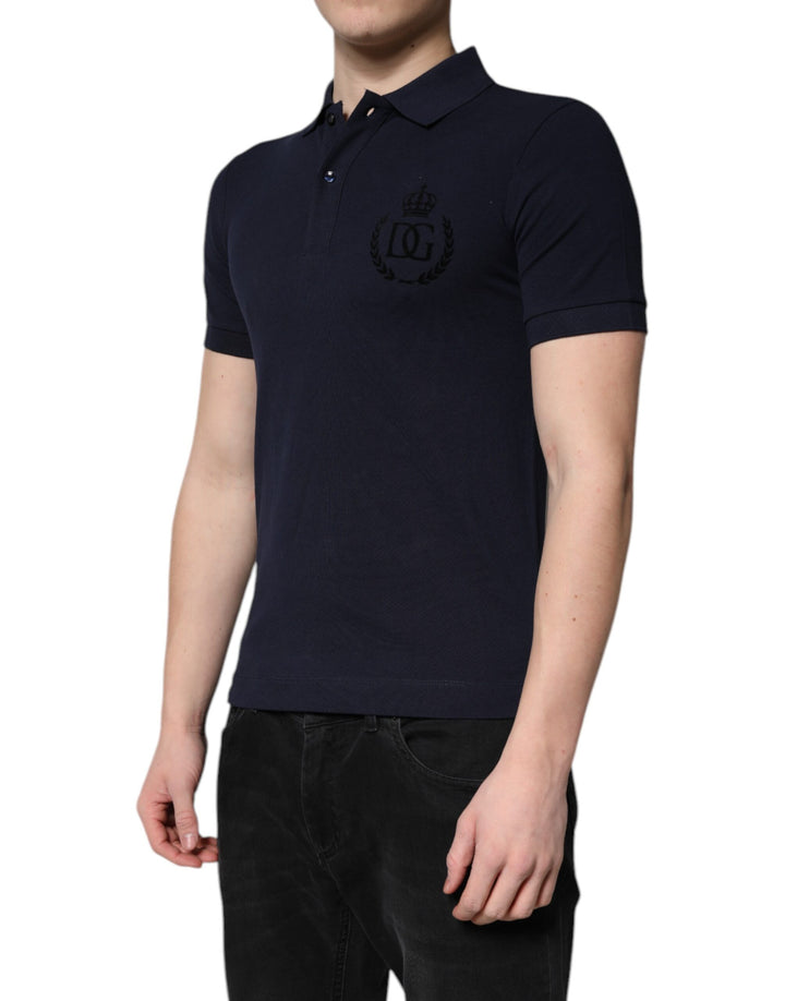Dolce &amp; Gabbana Sample Sale Dolce &amp; Gabbana Dark Blue Cotton Crown Collared Polo T-shirt - | Designer outlet