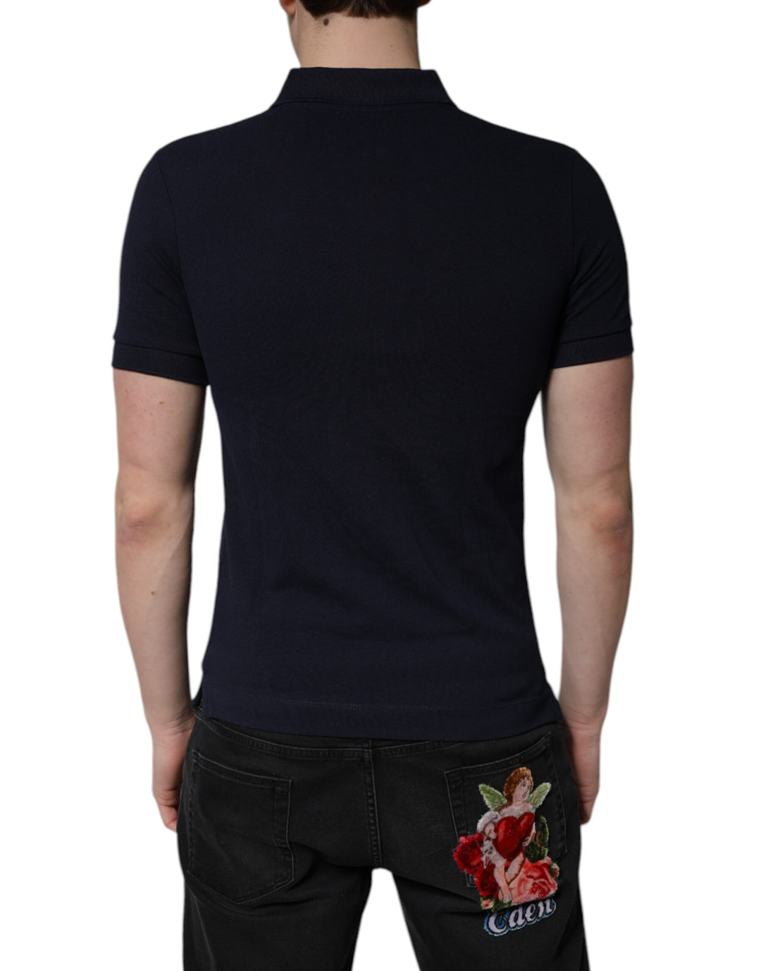 Dolce &amp; Gabbana Sample Sale Dolce &amp; Gabbana Dark Blue Cotton Crown Collared Polo T-shirt - | Designer outlet