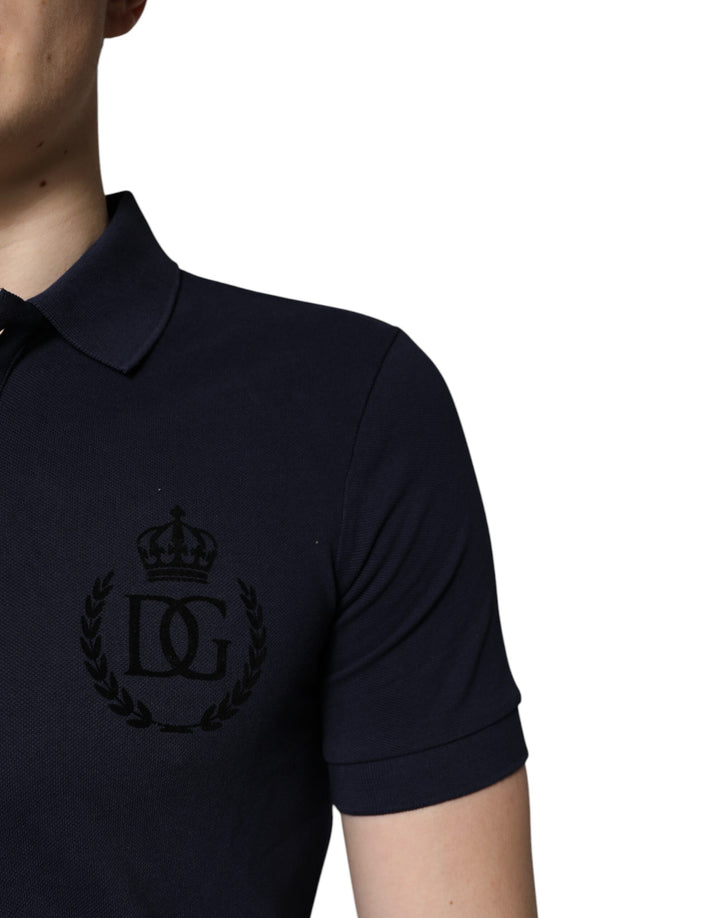 Dolce &amp; Gabbana Sample Sale Dolce &amp; Gabbana Dark Blue Cotton Crown Collared Polo T-shirt - | Designer outlet