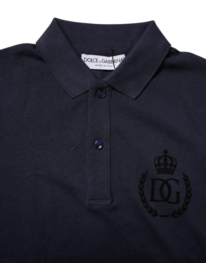 Dolce &amp; Gabbana Sample Sale Dolce &amp; Gabbana Dark Blue Cotton Crown Collared Polo T-shirt - | Designer outlet