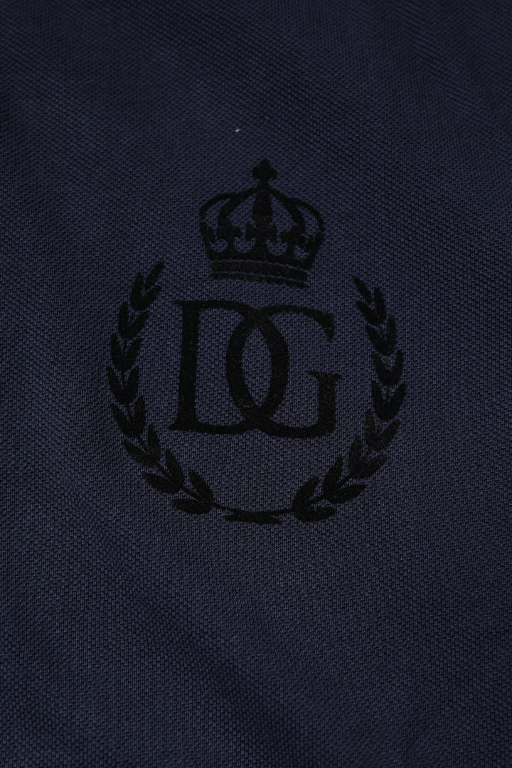 Dolce &amp; Gabbana Sample Sale Dolce &amp; Gabbana Dark Blue Cotton Crown Collared Polo T-shirt - | Designer outlet