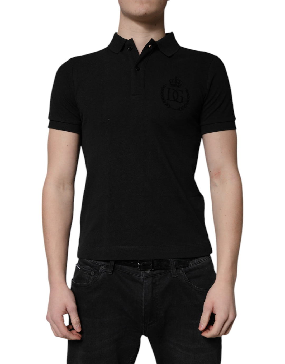Dolce &amp; Gabbana Sample Sale Dolce &amp; Gabbana Black Cotton DG Logo Collared Polo T-shirt - | Designer outlet