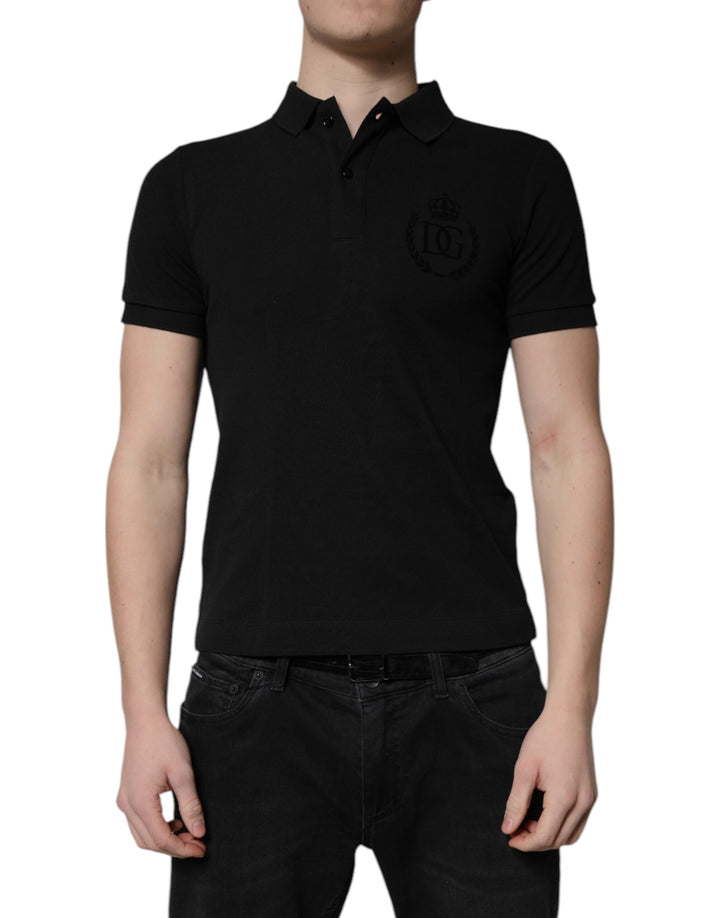Dolce &amp; Gabbana Sample Sale Dolce &amp; Gabbana Black Cotton DG Logo Collared Polo T-shirt - | Designer outlet