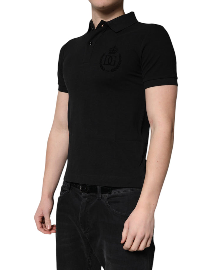 Dolce &amp; Gabbana Sample Sale Dolce &amp; Gabbana Black Cotton DG Logo Collared Polo T-shirt - | Designer outlet