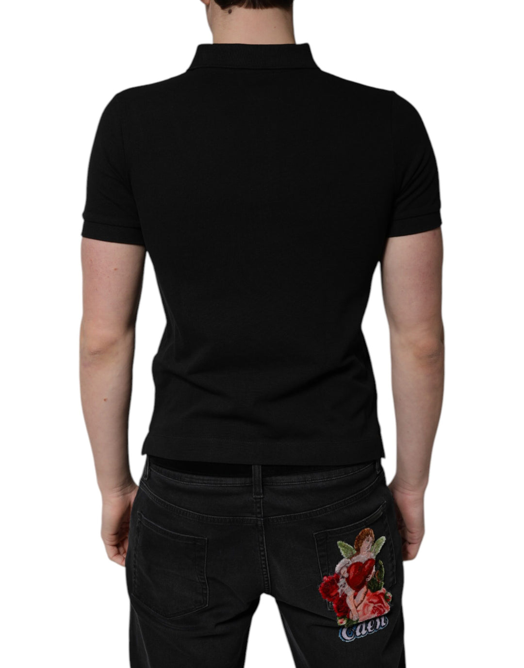 Dolce &amp; Gabbana Sample Sale Dolce &amp; Gabbana Black Cotton DG Logo Collared Polo T-shirt - | Designer outlet
