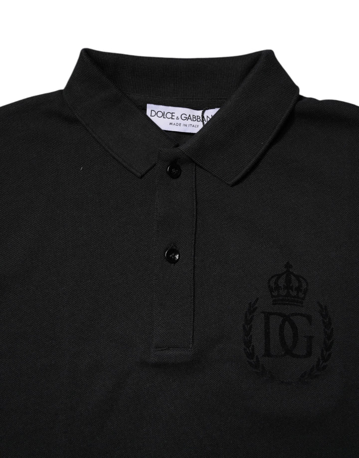 Dolce &amp; Gabbana Sample Sale Dolce &amp; Gabbana Black Cotton DG Logo Collared Polo T-shirt - | Designer outlet