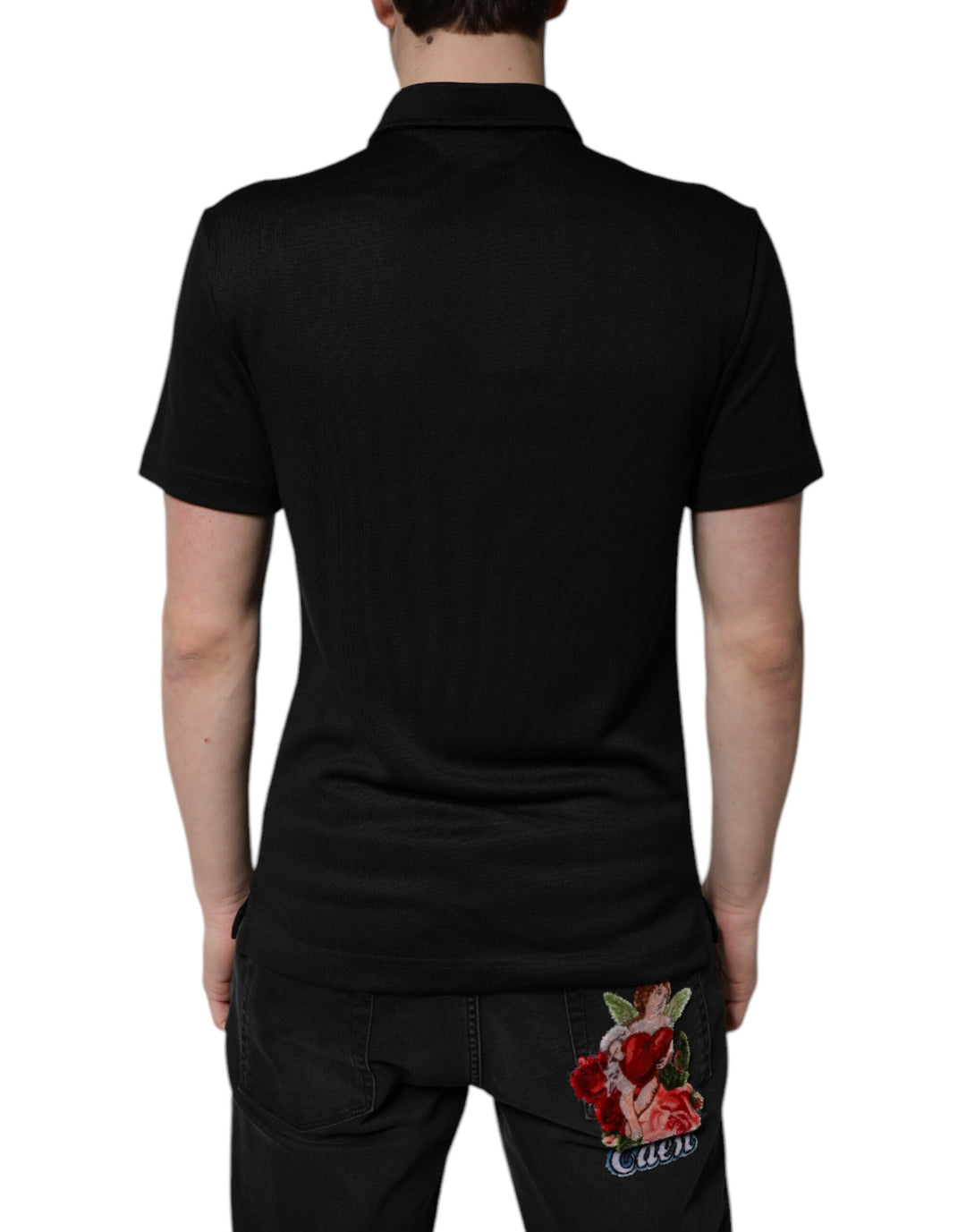 Dolce &amp; Gabbana Sample Sale Dolce &amp; Gabbana Black Polyester DG Logo Collared Polo T-shirt - | Designer outlet