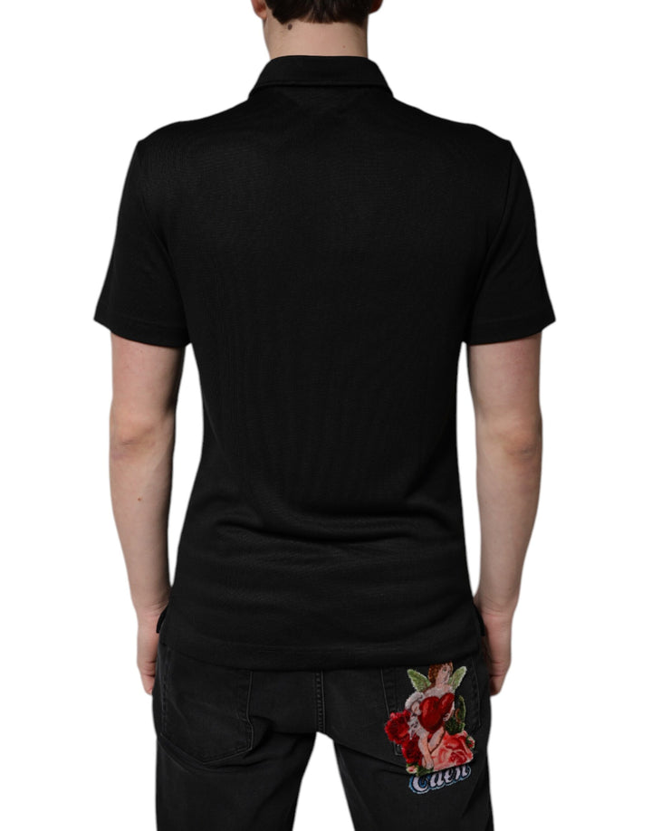 Dolce &amp; Gabbana Sample Sale Dolce &amp; Gabbana Black Polyester DG Logo Collared Polo T-shirt - | Designer outlet