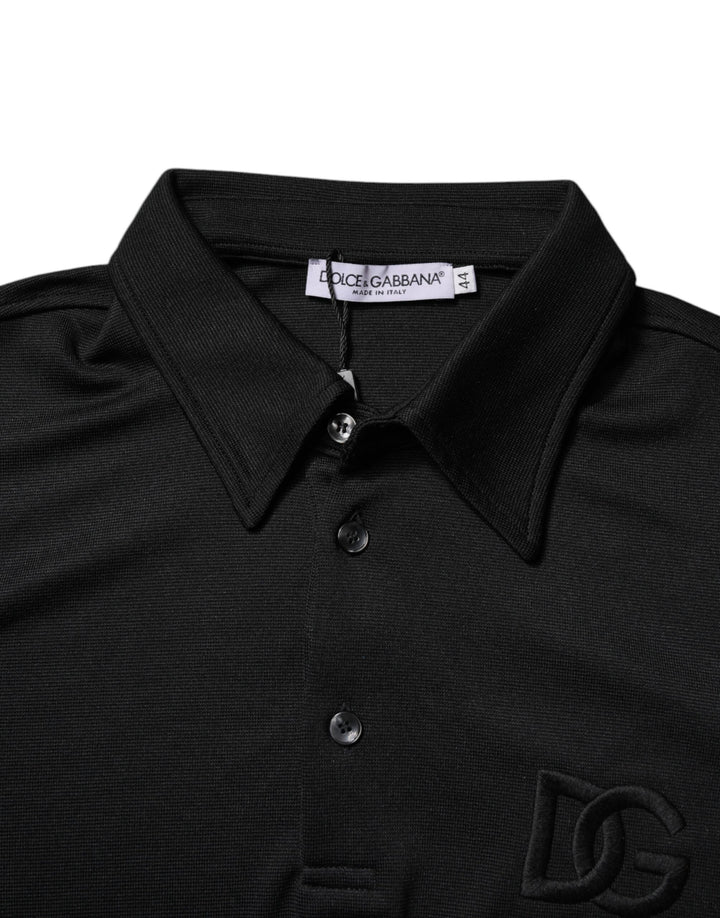 Dolce &amp; Gabbana Sample Sale Dolce &amp; Gabbana Black Polyester DG Logo Collared Polo T-shirt - | Designer outlet