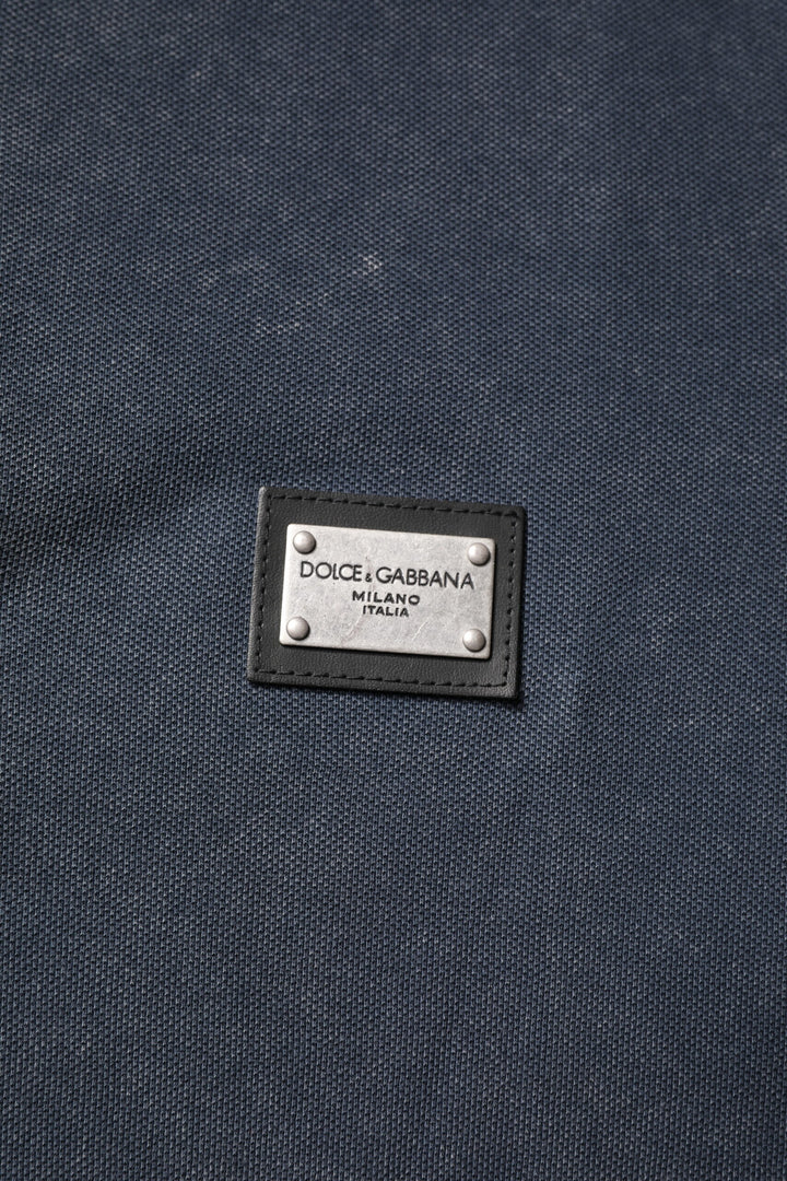 Dolce &amp; Gabbana Sample Sale Dolce &amp; Gabbana Dark Blue Logo Plaque Cotton Men Polo Shirt T-shirt - | Designer outlet