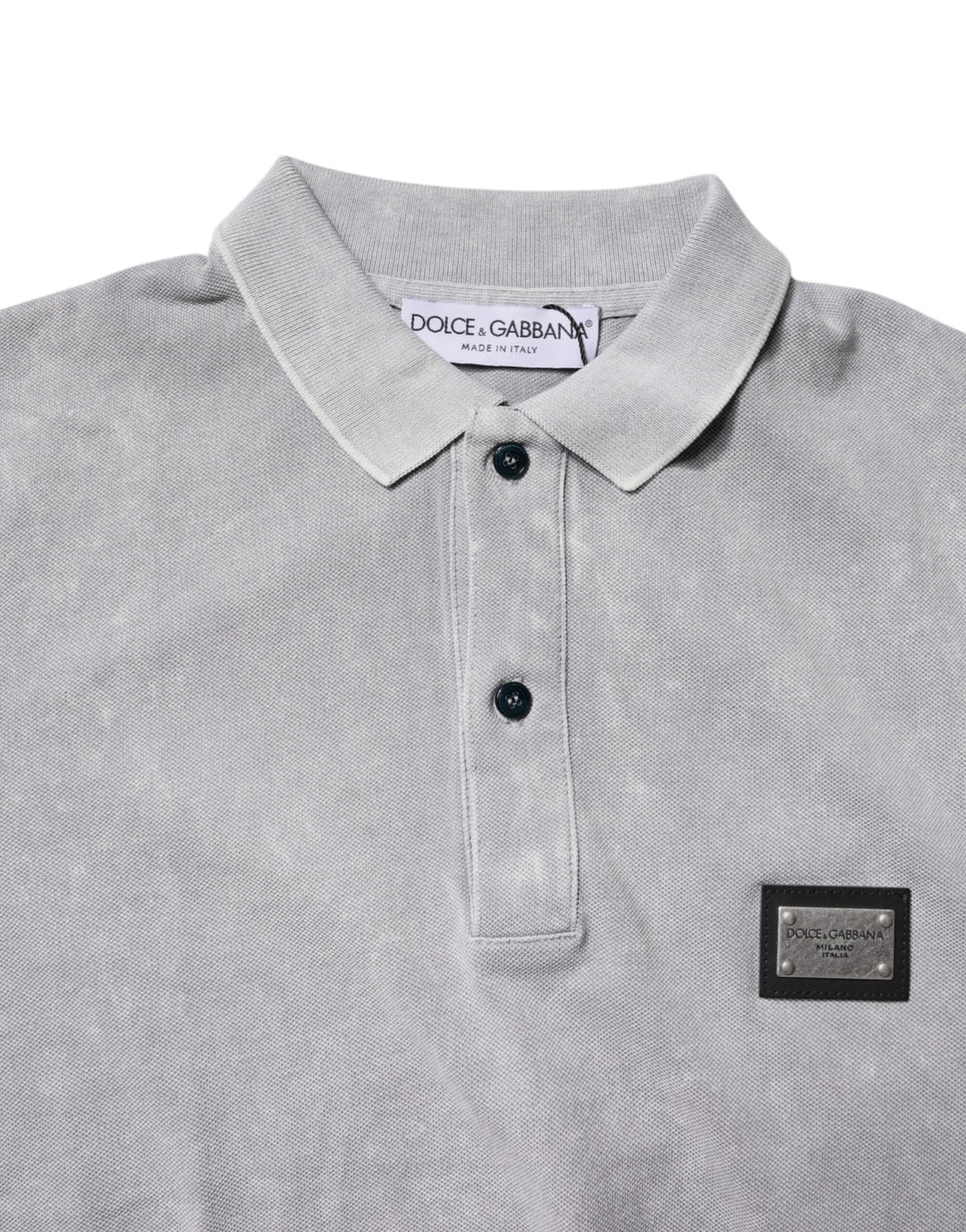 Dolce &amp; Gabbana Sample Sale Dolce &amp; Gabbana Gray Logo Plaque Cotton Men Polo Shirt T-shirt - | Designer outlet